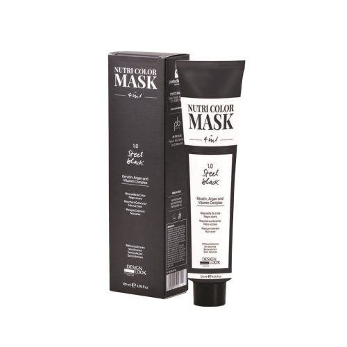 DESIGN LOOK - Nutri Color Mask 4 in 1 - 1.0 Steel Black hajszínező  pakolás - 120 ml